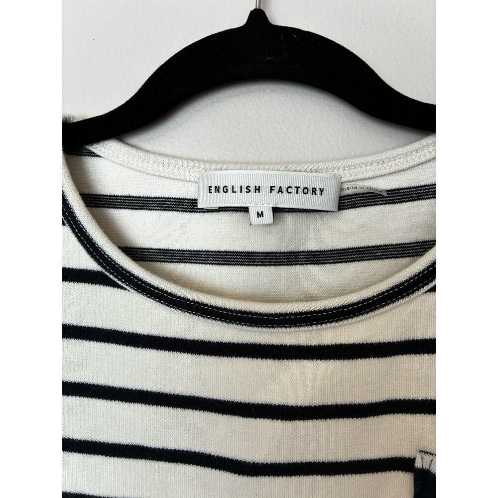 English Factory Striped Sweater Black White Pocket Colored Sleeve Long Sleeves M - Picture 3 of 5